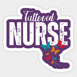 Tattooed Nurse with Butterflies Sticker